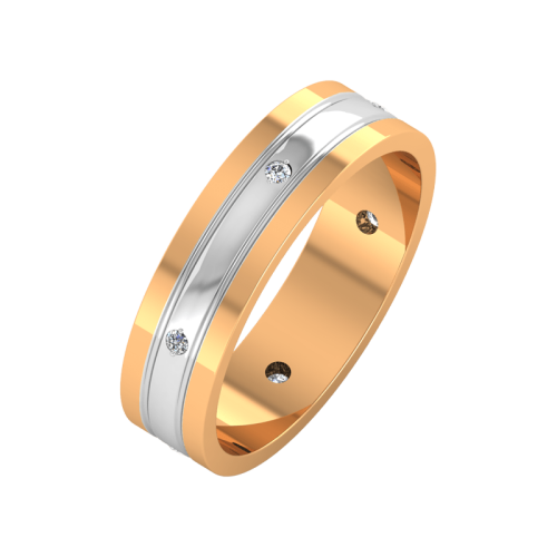 Кольцо обручальное из комбинированного золота с бриллиантом 1D5041/B