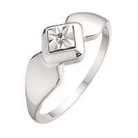 Кольцо из серебра с бриллиантом 02D0045