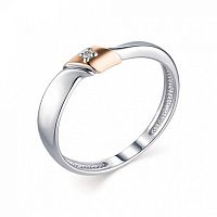 Кольцо из комбинированного серебра с бриллиантом 01-1596/000Б-00