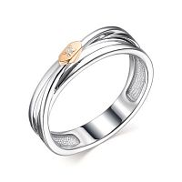 Кольцо из комбинированного серебра с бриллиантом 01-1901/000Б-00