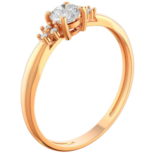 Кольцо из розового золота с фианитом 210654.14K.R фото 2