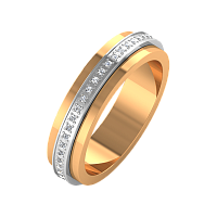 Кольцо обручальное из комбинированного золота с фианитом 155064/3B
