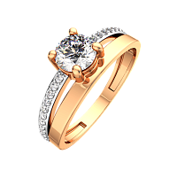 Кольцо из розового золота с фианитом 210805.14K.R