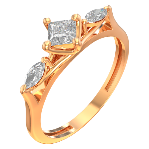 Кольцо из розового золота с фианитом 210878.14K.R