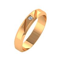Кольцо обручальное из розового золота с бриллиантом 1D4044