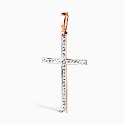 Подвеска-крест из розового золота с бриллиантом 008-31000