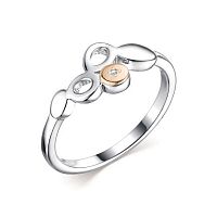 Кольцо из комбинированного серебра с бриллиантом 01-2051/000Б-00