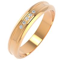 Кольцо обручальное из розового золота с фианитом 154091.14K.R