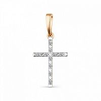 Подвеска-крест из розового золота с бриллиантом 3844-100