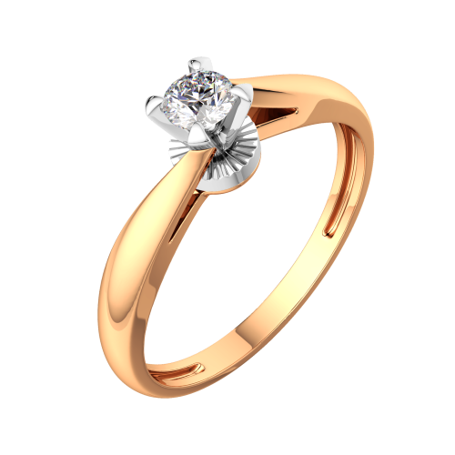 Кольцо помолвочное из комбинированного золота с бриллиантом 2D00216.14K.B фото 2