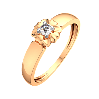 Кольцо помолвочное из розового золота с фианитом 2101349.9K.R