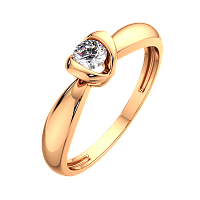 Кольцо помолвочное из розового золота с бриллиантом 2D00218.14K.R