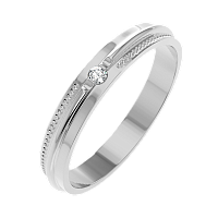 Кольцо обручальное из белого золота с бриллиантом 1D3095.14K.W