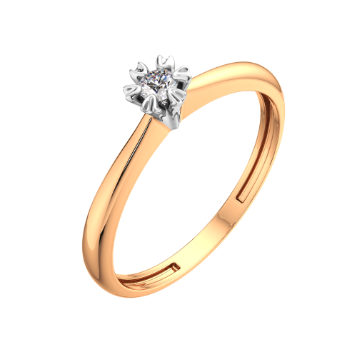 Кольцо помолвочное из розового золота с бриллиантом 2D00107.14K.R фото 2