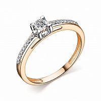 Кольцо помолвочное из розового золота с бриллиантом 14231-100