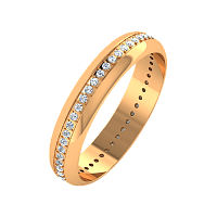 Кольцо обручальное из розового золота с бриллиантом 1D4047