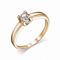 Кольцо помолвочное из розового золота с бриллиантом 14000-100
