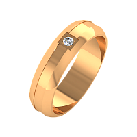 Кольцо обручальное из розового золота с бриллиантом 1D5020