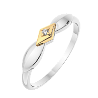 Кольцо из комбинированного серебра с бриллиантом 02D0006.G14K