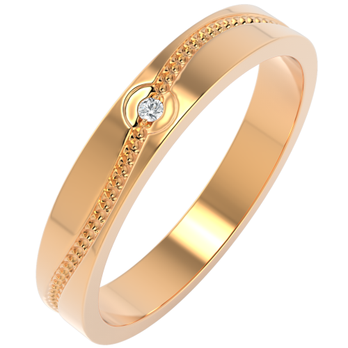 Кольцо обручальное из розового золота с бриллиантом 1D3089.14K.R
