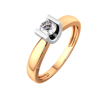Кольцо помолвочное из комбинированного золота с бриллиантом 2D00289.14K.B