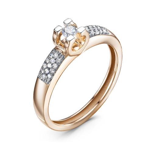 Кольцо из розового золота с бриллиантом БР110020