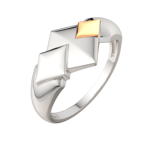 Кольцо из комбинированного серебра 0200067.G14K фото 2