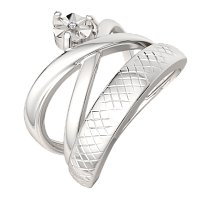 Кольцо из серебра с бриллиантом 02D0014
