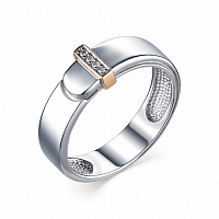 Кольцо из комбинированного серебра с бриллиантом 01-1583/000Б-00