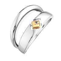 Кольцо из комбинированного серебра с бриллиантом 02D0013.G14K