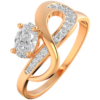 Кольцо из розового золота с фианитом 210478