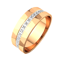 Кольцо обручальное из розового золота с фианитом 1570147.14K.R