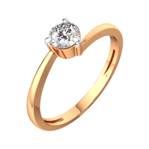 Кольцо помолвочное из розового золота с фианитом 2101251.14K.R фото 2