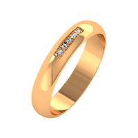 Кольцо обручальное из розового золота с бриллиантом 1D4043