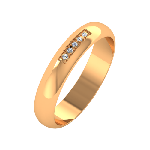 Кольцо обручальное из розового золота с бриллиантом 1D4043