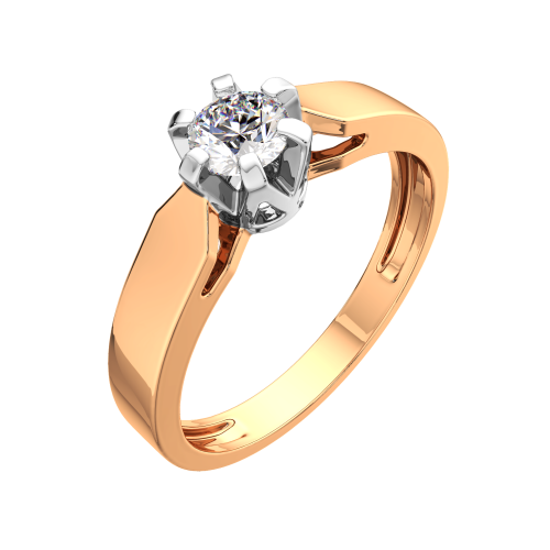 Кольцо помолвочное из комбинированного золота с бриллиантом 2D00303.14K.B фото 2