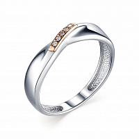 Кольцо из комбинированного серебра с бриллиантом 01-1597/000Б-00