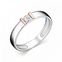 Кольцо из комбинированного серебра с бриллиантом 01-2677/000Б-00