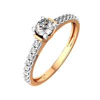 Кольцо из розового золота с бриллиантом 2D00376.14K.R