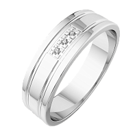 Кольцо обручальное из белого золота с бриллиантом 1D50117.14K.W