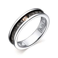 Кольцо из комбинированного серебра с бриллиантом 01-2653/000Б-17