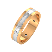 Кольцо обручальное из комбинированного золота с фианитом 155041/B