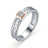 Кольцо из комбинированного серебра с бриллиантом 01-3475/000Б-00