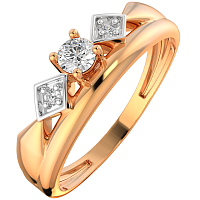 Кольцо из розового золота с фианитом 210826.9K.R