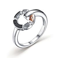 Кольцо из комбинированного серебра с бриллиантом 01-3107/000Б-17