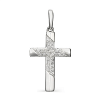 Подвеска-крест из серебра с фианитами 03-1245/00КЦ-00