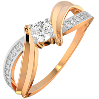 Кольцо из розового золота с фианитом 210523-9K