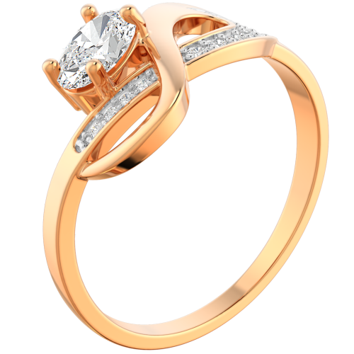 Кольцо из розового золота с фианитом 210478 фото 2
