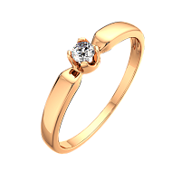 Кольцо помолвочное из розового золота с бриллиантом 2Б0022