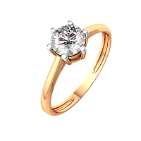 Кольцо помолвочное из розового золота с фианитом 210525-9K